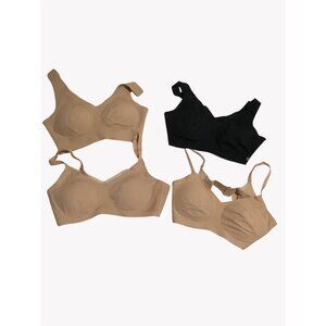 Honeylove Womens Medium Bra Lot of 4 Wireless Smoothing Black & Beige 36 B/C